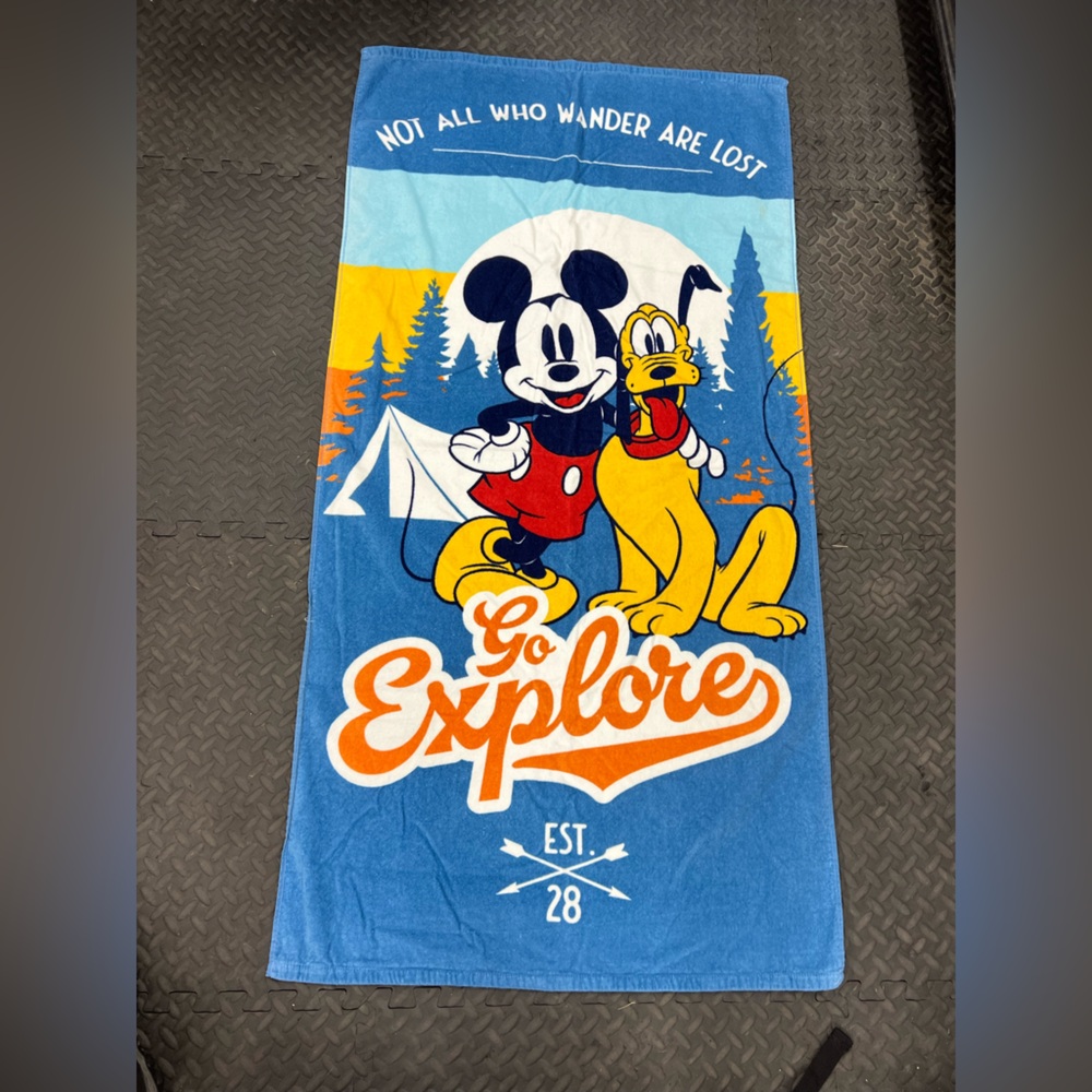 Disney Mickey & Goofy Blue and Yellow Go Explore Beach Towel